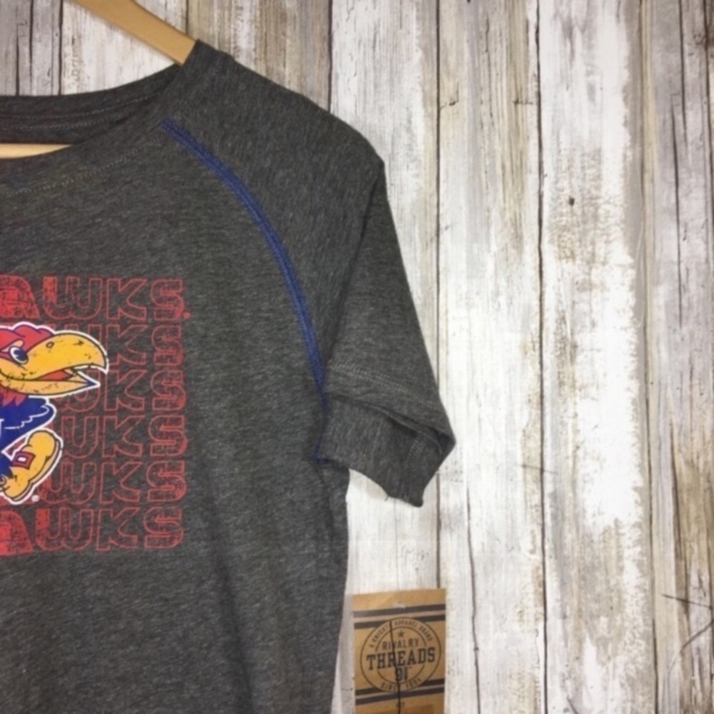 Kansas Jayhawks Youth Tee Boys Large KU Shirt NCAA Kids Game Day Top NWT - Picture 3 of 5